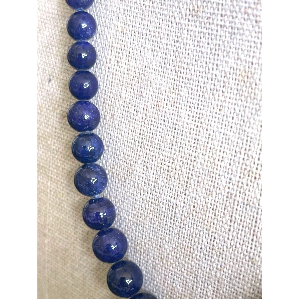 Vintage Lapis Lazuli Graduated Bead Necklace 14K White Gold Clasp 16" 39g - Picture 7 of 10